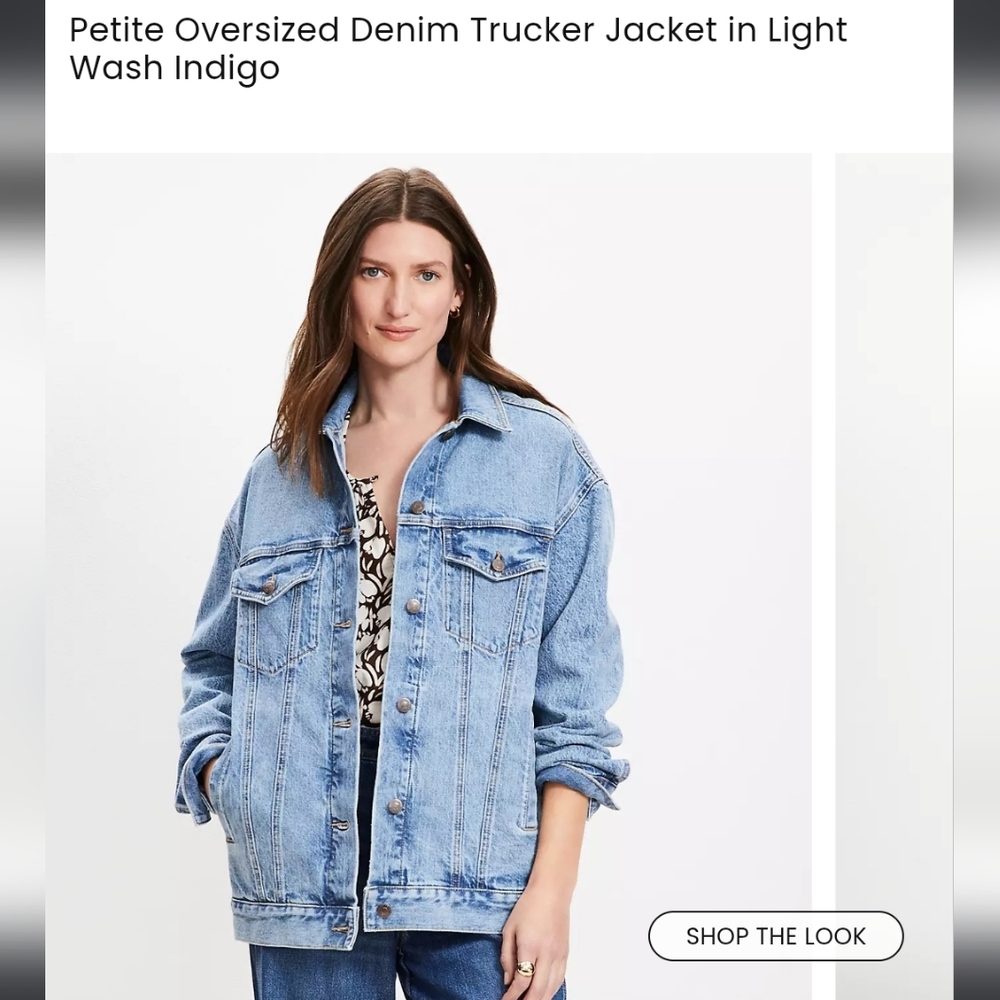 New NWT Classic Light Wash Denim Trucker Jacket Size Petite Large